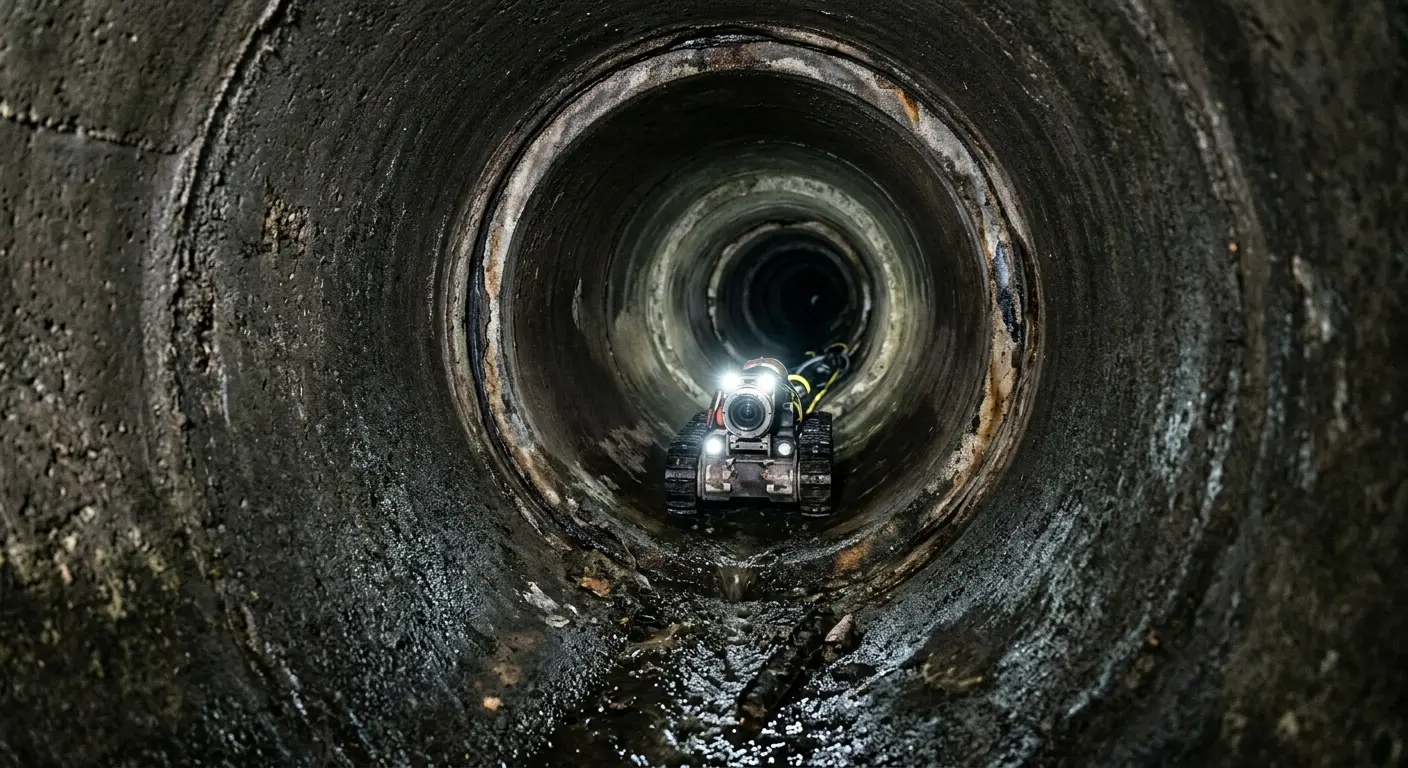 Robotic sewer camera inspecting pipe interior for Sewer Line Cleaning in Killeen
